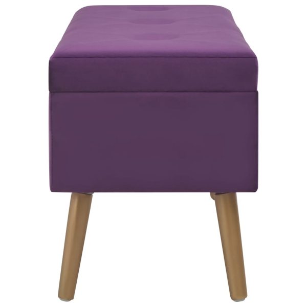 Panca Con Vano Portaoggetti 80 Cm Viola In Velluto - Image 4