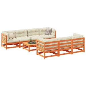 Set Divani Giardino 8 Pz Con Cuscini Marrone Cera Massello Pino