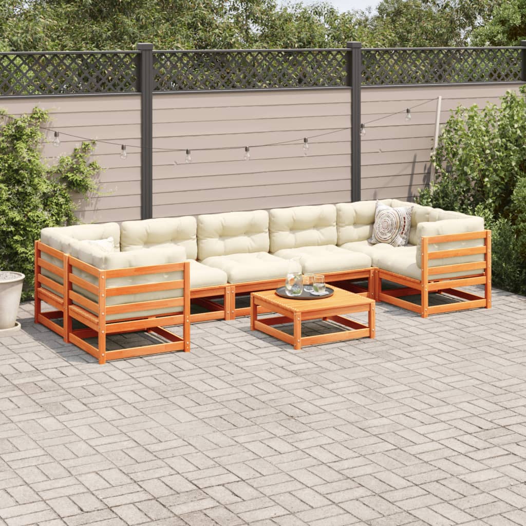 Set Divani Da Giardino 8 Pz Marrone Cera Legno Massello Pino - Image 3