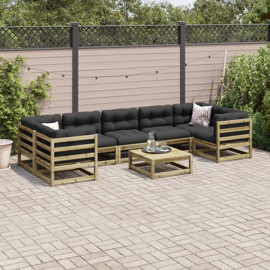 Set Divani Da Giardino 8pz Con Cuscini Legno Impregnato Di Pino - Image 3