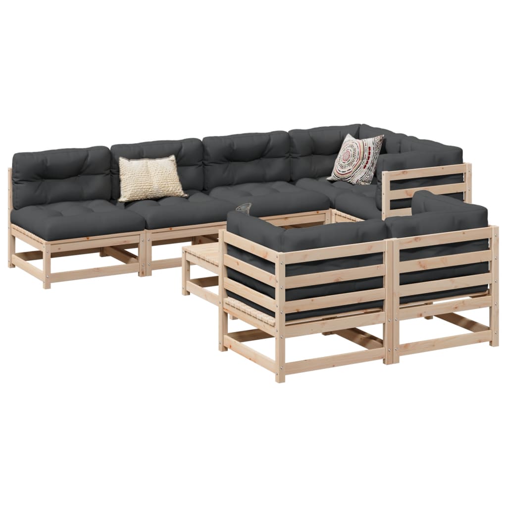 Set Divani Da Giardino 8 Pz In Legno Massello Di Pino