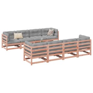 Set Divani Giardino 9 Pz Cuscini Legno Massello Abete Douglas