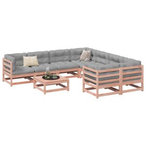 Set Divani Giardino 9 Pz Cuscini Legno Massello Abete Douglas