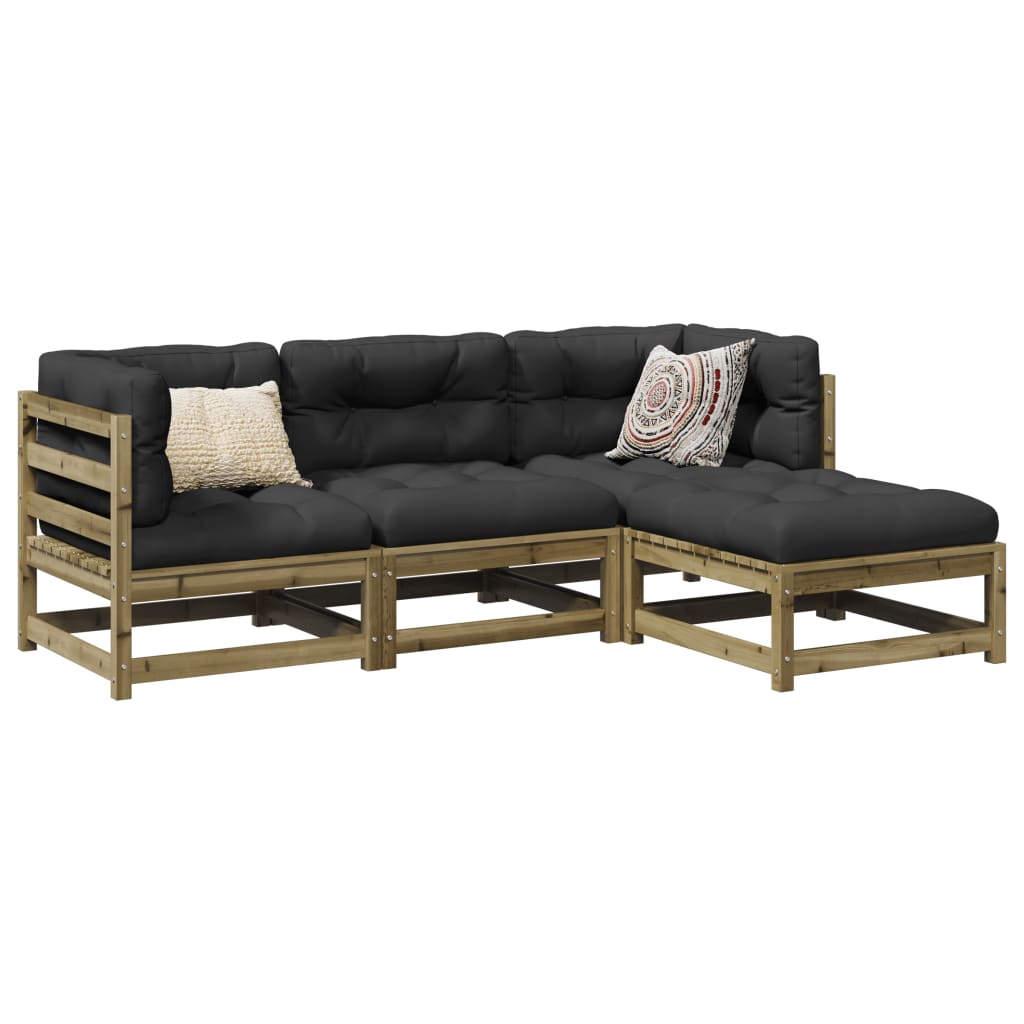 Set Divani Da Giardino 4 Pz In Legno Impregnato Di Pino