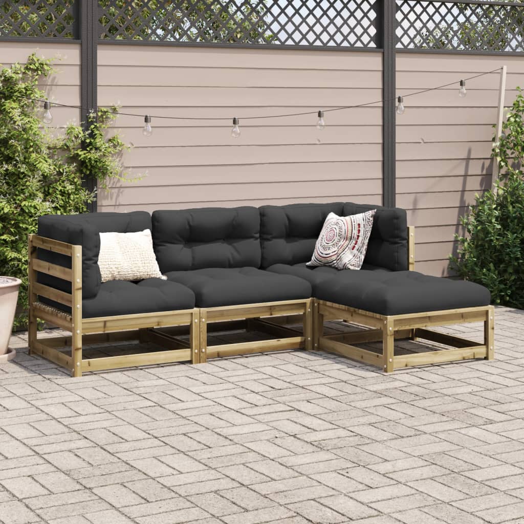 Set Divani Da Giardino 4 Pz In Legno Impregnato Di Pino - Image 3