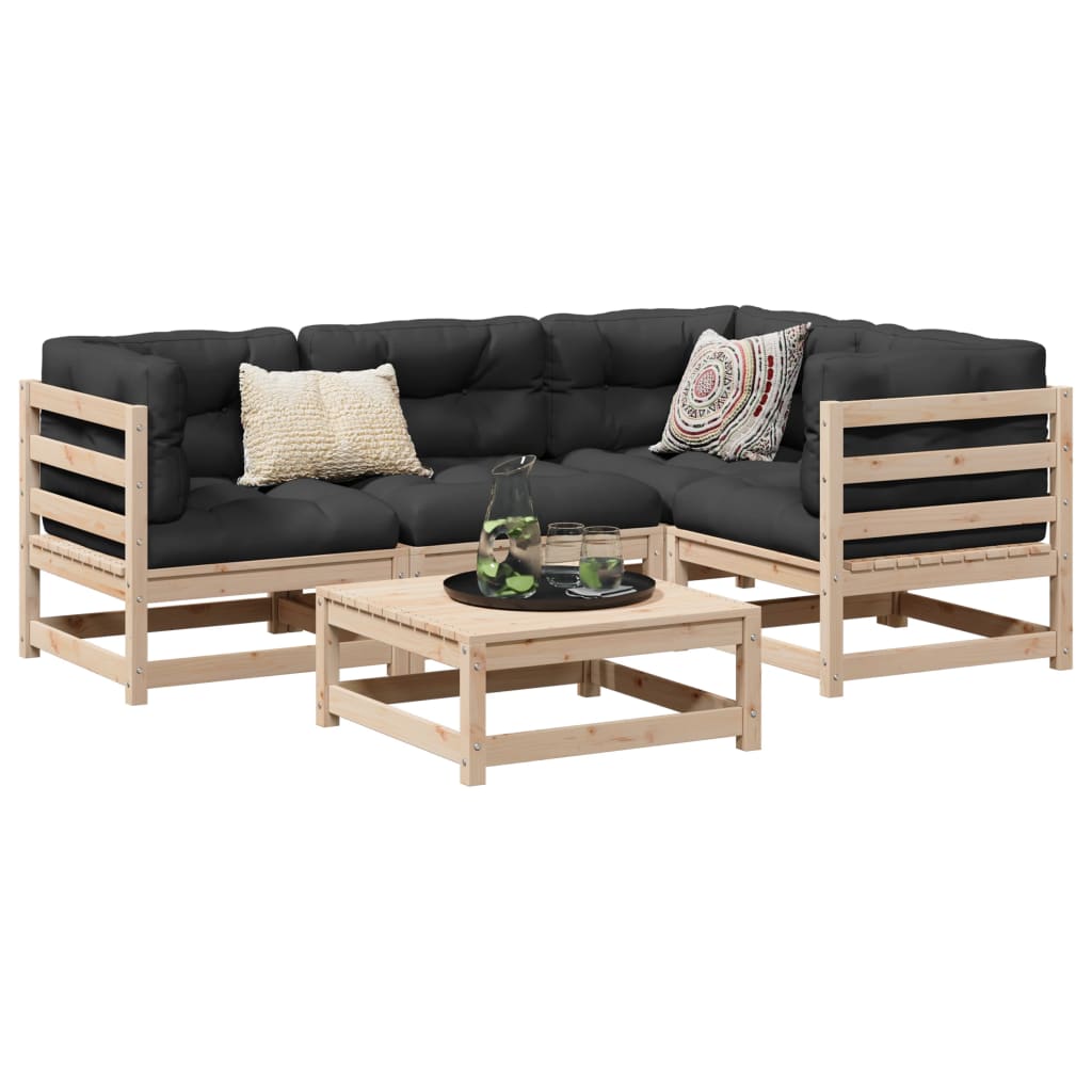 Set Divani Da Giardino 5 Pz In Legno Massello Di Pino