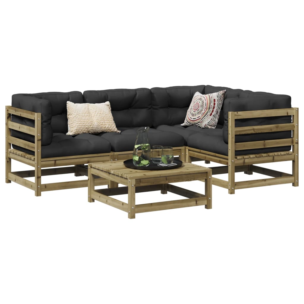 Set Divani Da Giardino 5 Pz In Legno Impregnato Di Pino