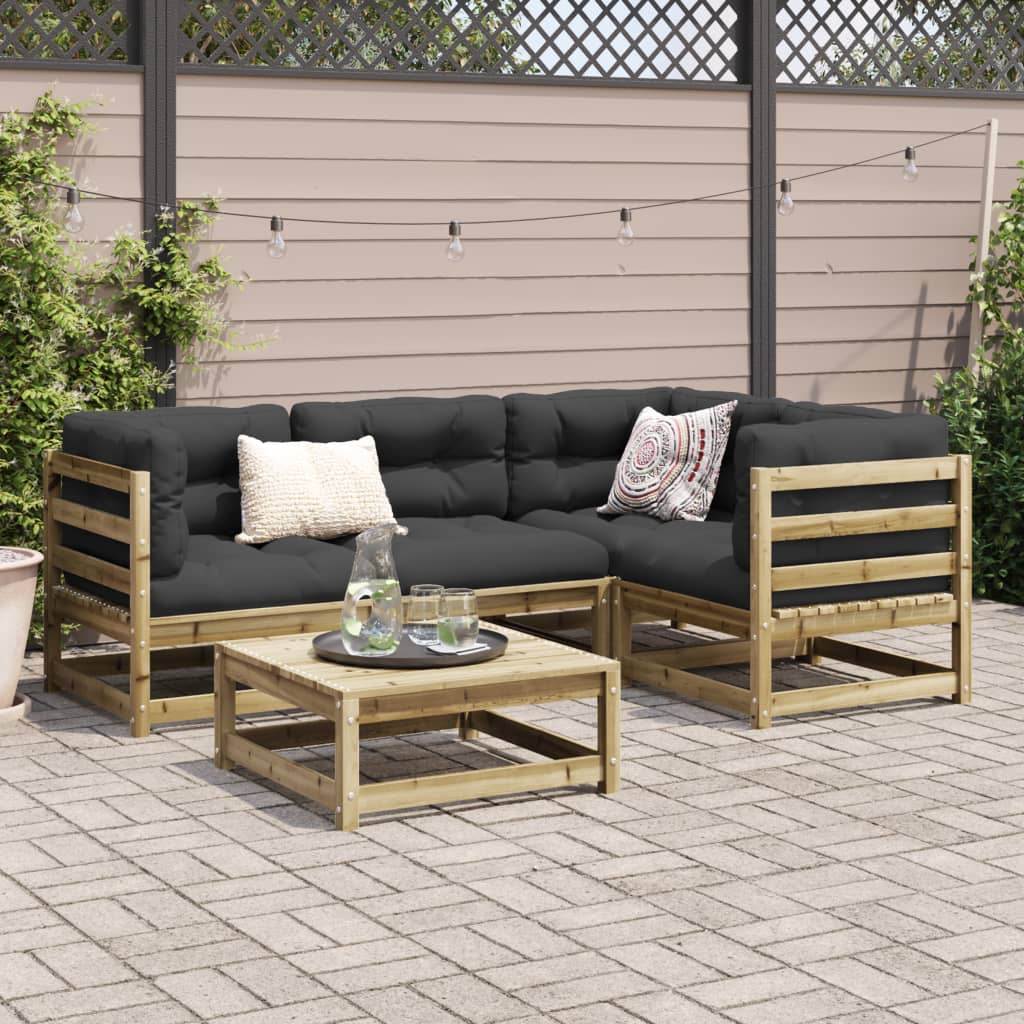 Set Divani Da Giardino 5 Pz In Legno Impregnato Di Pino - Image 3