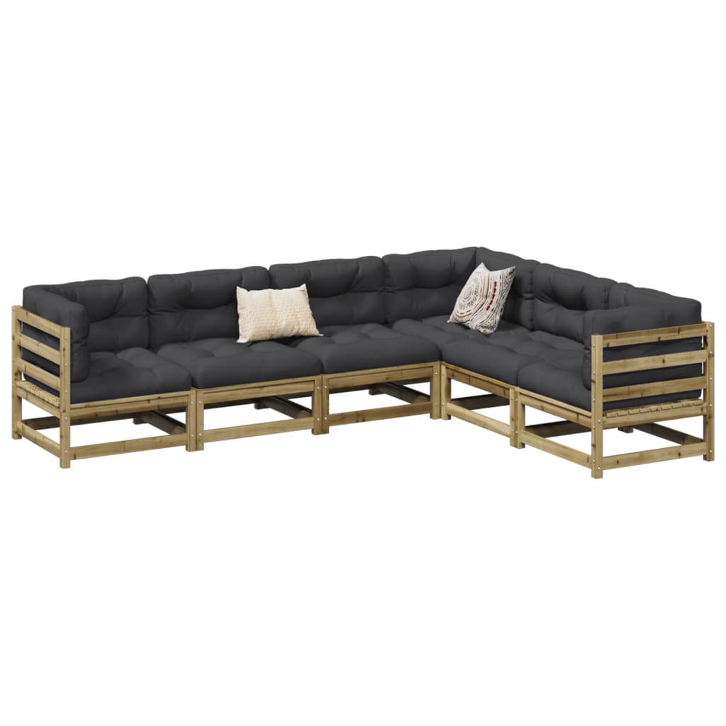 Set Divani Da Giardino 6 Pz In Legno Impregnato Di Pino