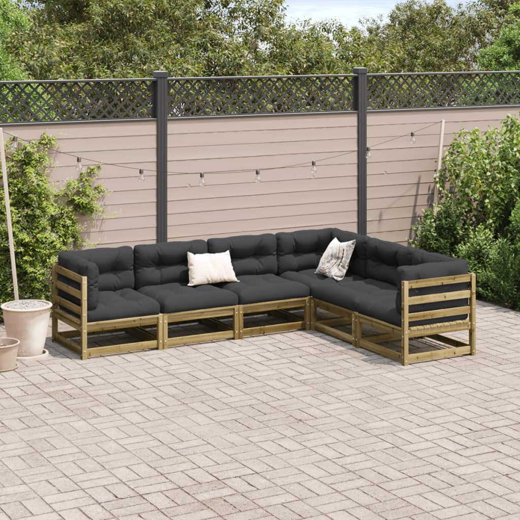 Set Divani Da Giardino 6 Pz In Legno Impregnato Di Pino - Image 3