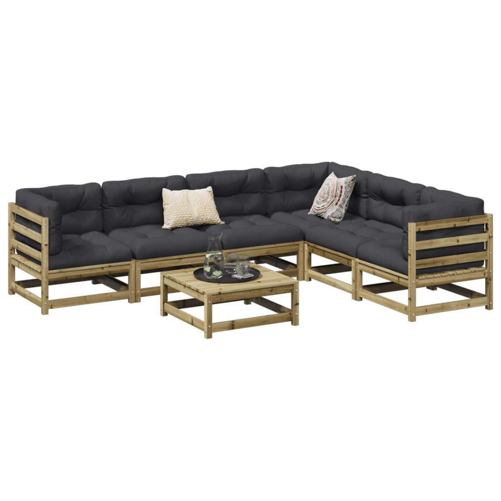 Set Divani Da Giardino 7 Pz In Legno Impregnato Di Pino
