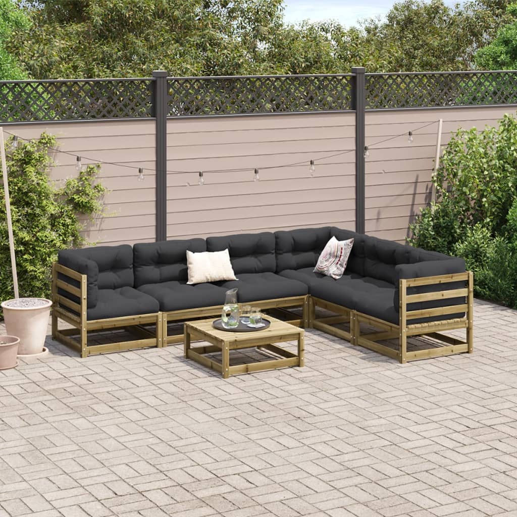 Set Divani Da Giardino 7 Pz In Legno Impregnato Di Pino - Image 3