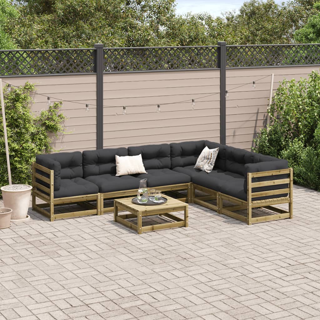 Set Divani Da Giardino 7pz Con Cuscini Legno Impregnato Di Pino - Image 3