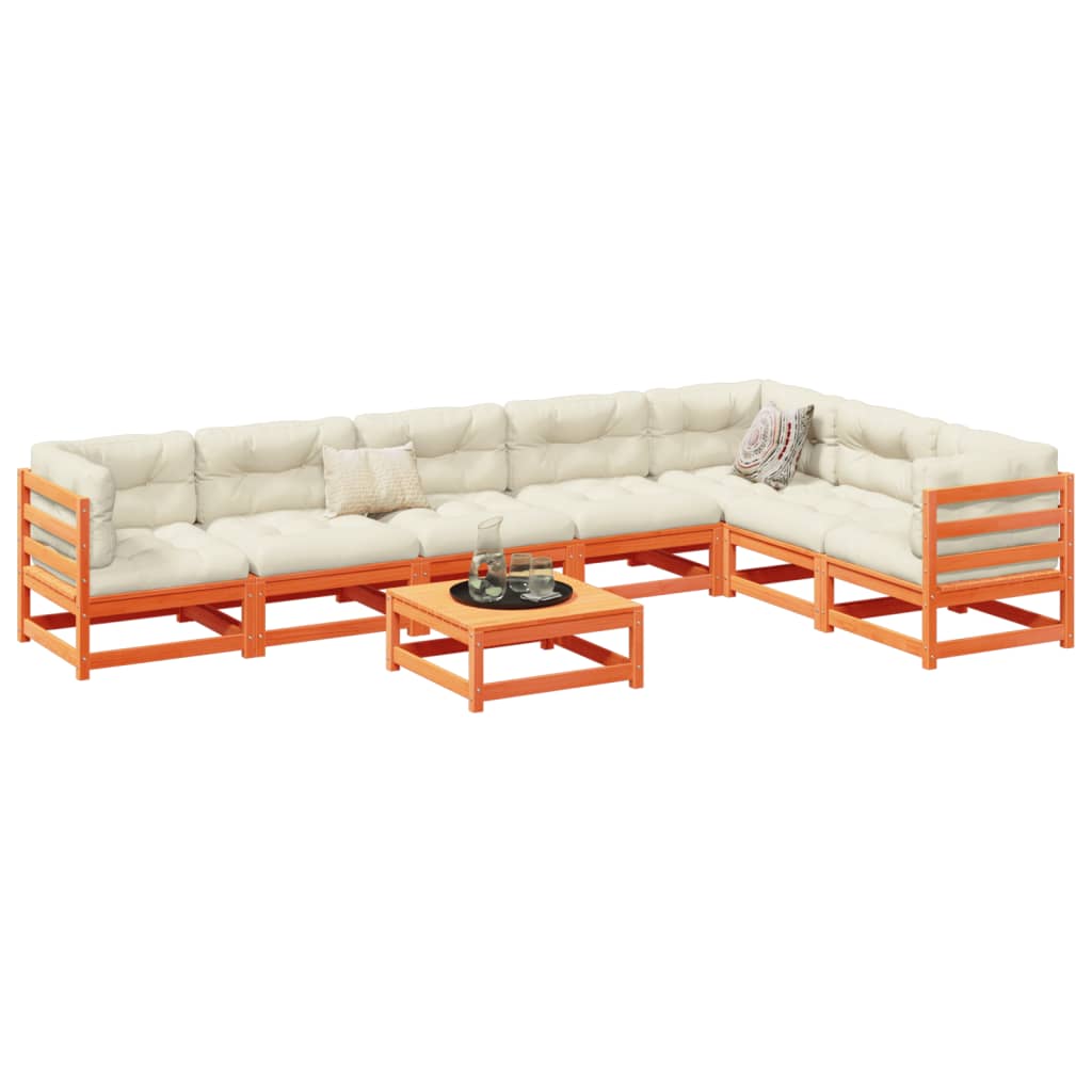 Set Divani Da Giardino 8 Pz Marrone Cera Legno Massello Pino