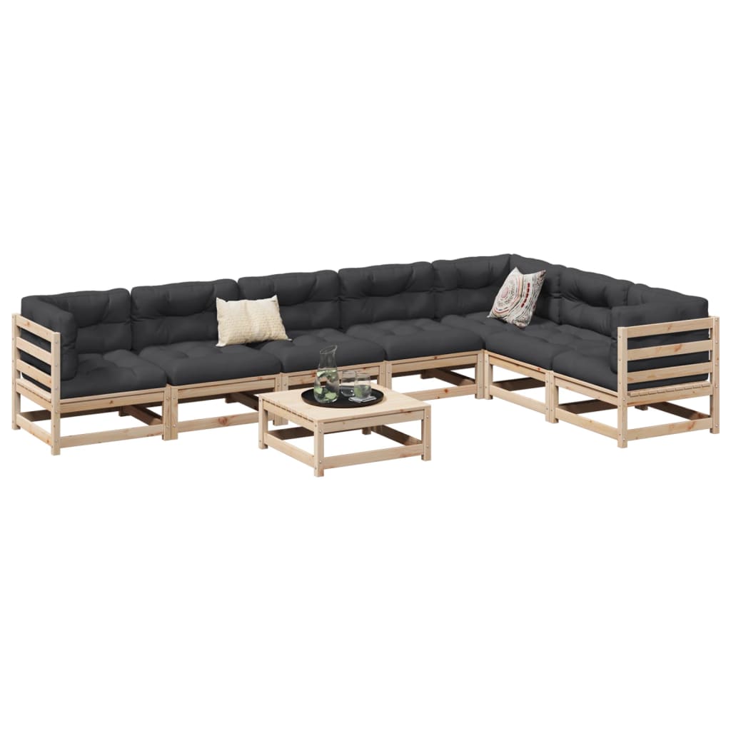 Set Divani Da Giardino 8 Pz Con Cuscini Legno Massello Di Pino