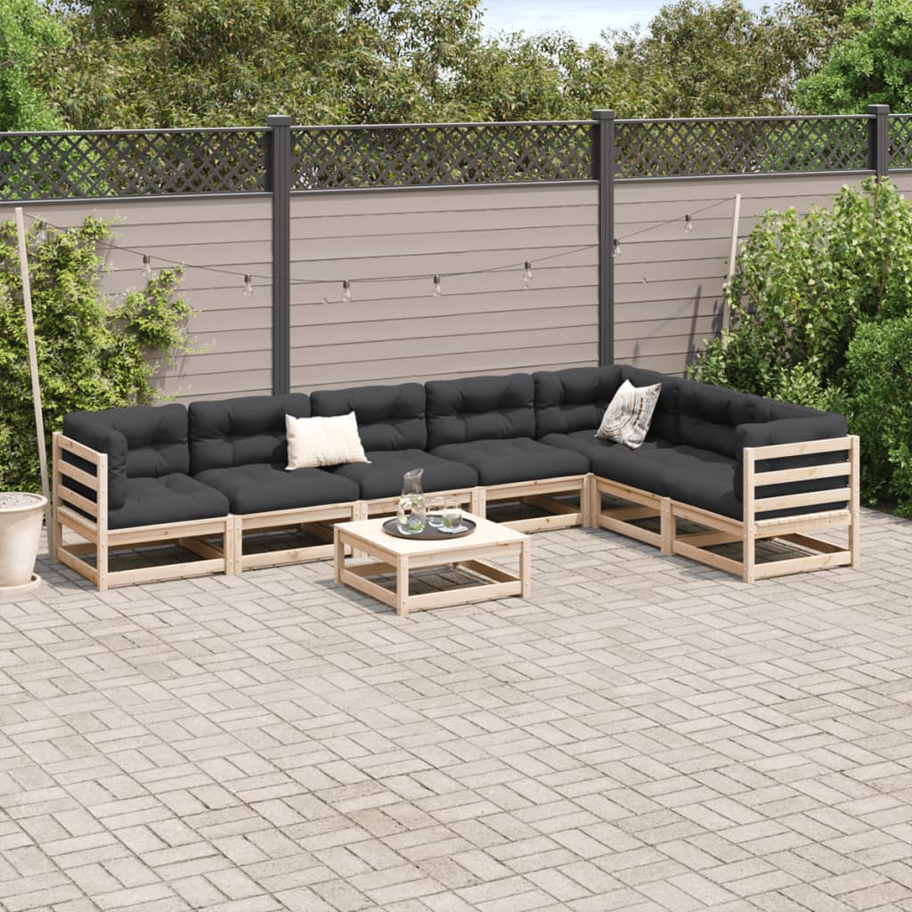 Set Divani Da Giardino 8 Pz Con Cuscini Legno Massello Di Pino - Image 3