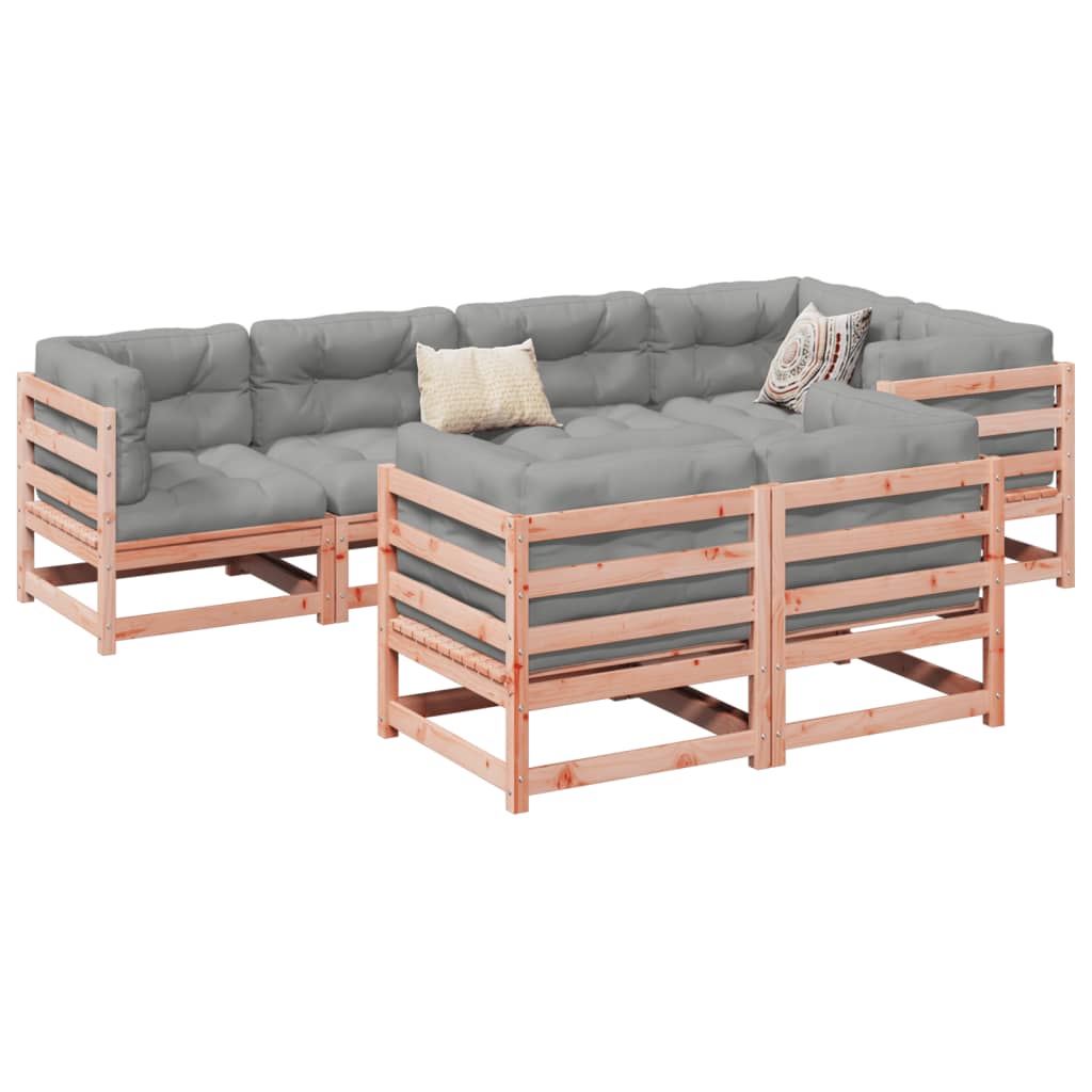 Set Divani Giardino 7 Pz Cuscini Legno Massello Abete Douglas