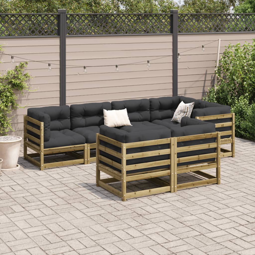 Set Divani Da Giardino 7pz Con Cuscini Legno Impregnato Di Pino - Image 3