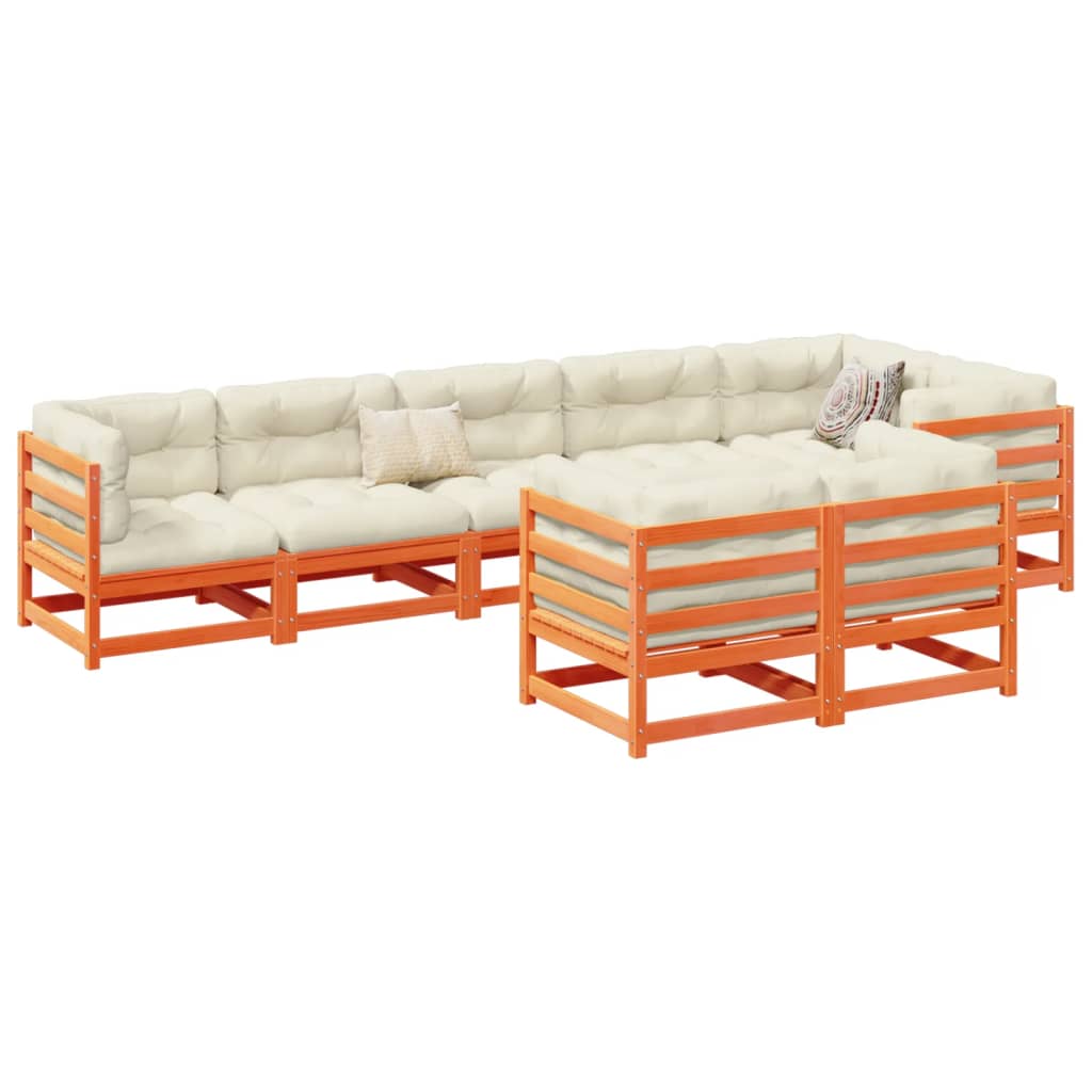 Set Divani Da Giardino 8 Pz Marrone Cera Legno Massello Pino