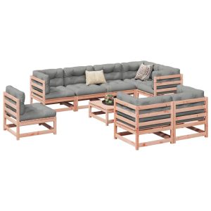 Set Divani Giardino 9 Pz Cuscini Legno Massello Abete Douglas
