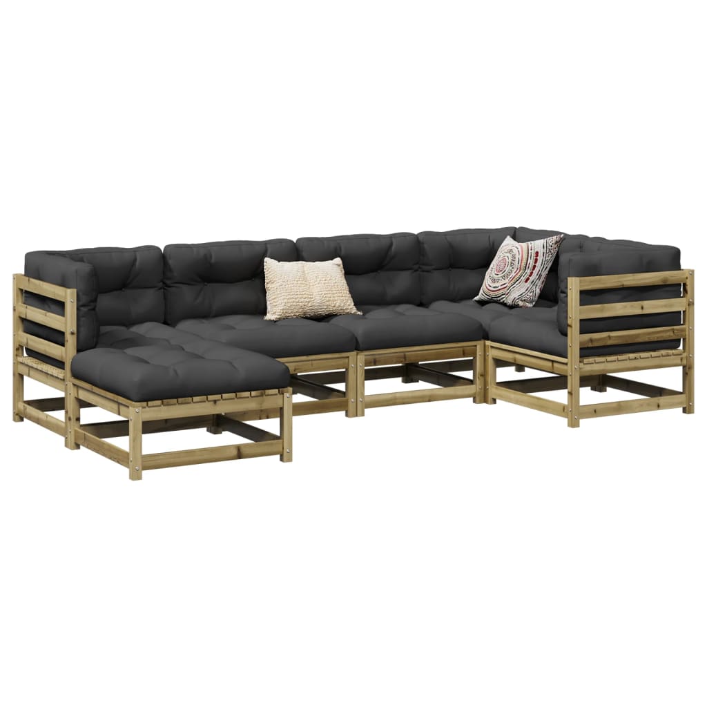 Set Divani Da Giardino 6 Pz In Legno Impregnato Di Pino