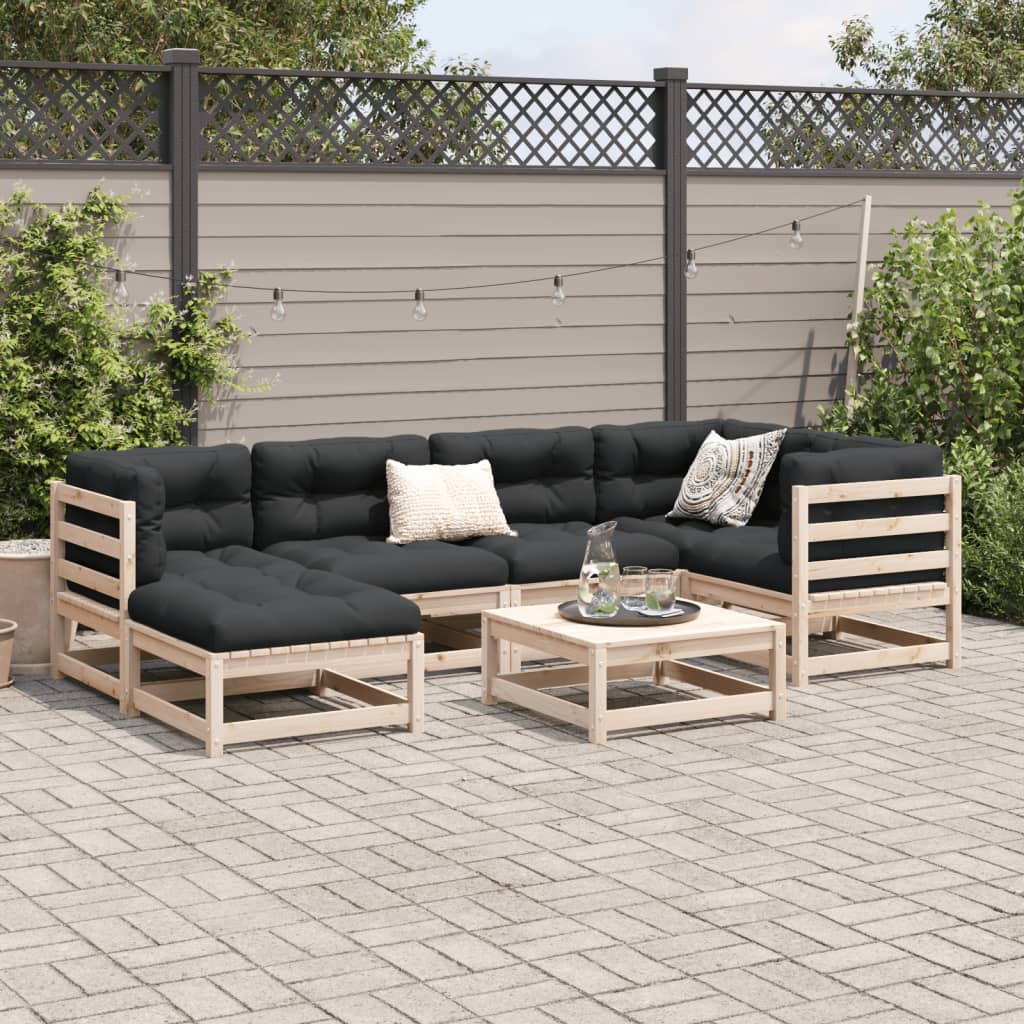 Set Divani Da Giardino 7 Pz Con Cuscini Legno Massello Di Pino - Image 3