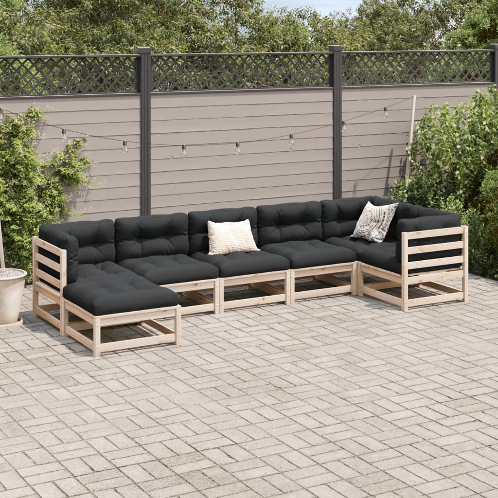 Set Divani Da Giardino 7 Pz Con Cuscini Legno Massello Di Pino - Image 3