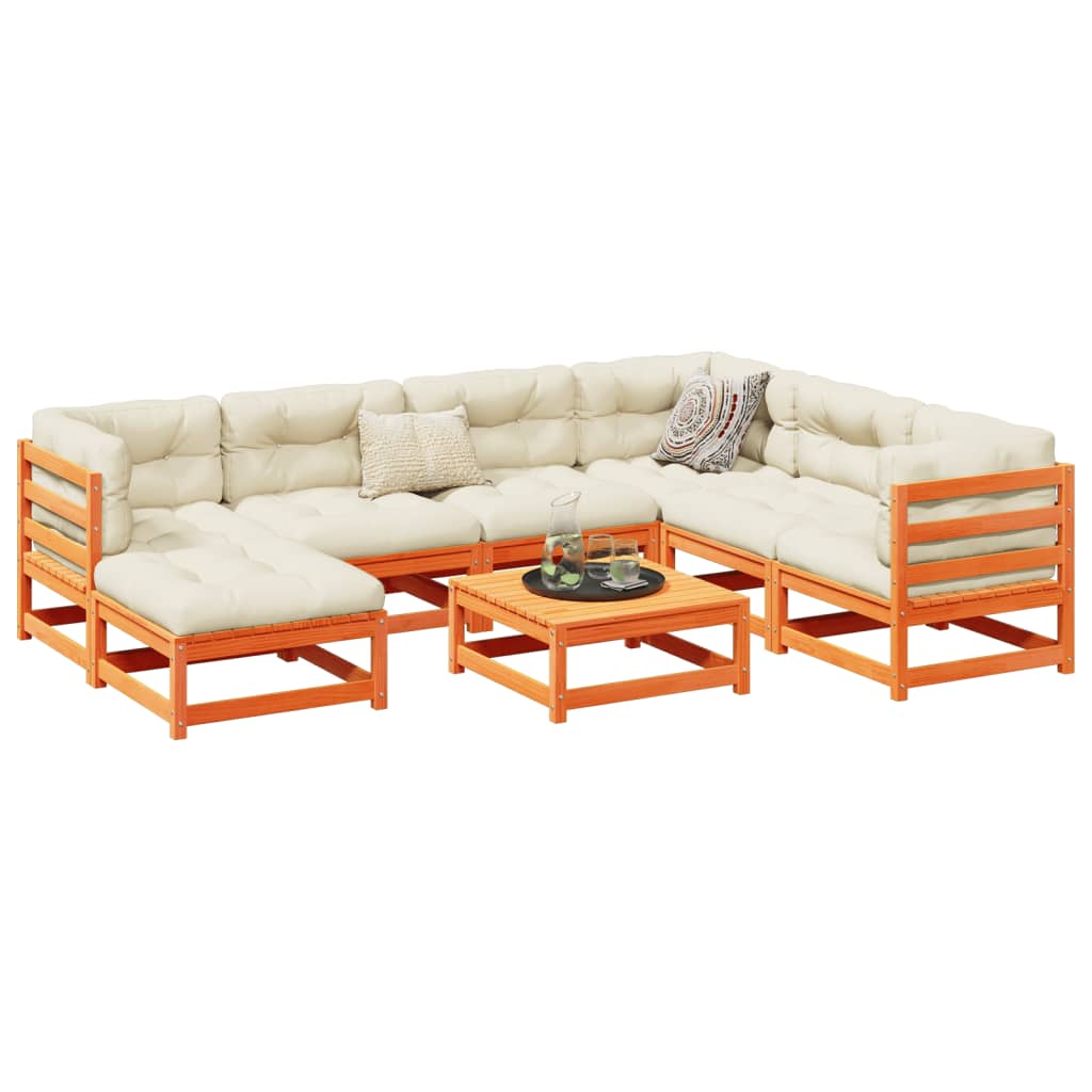 Set Divani Da Giardino 8 Pz Marrone Cera Legno Massello Pino