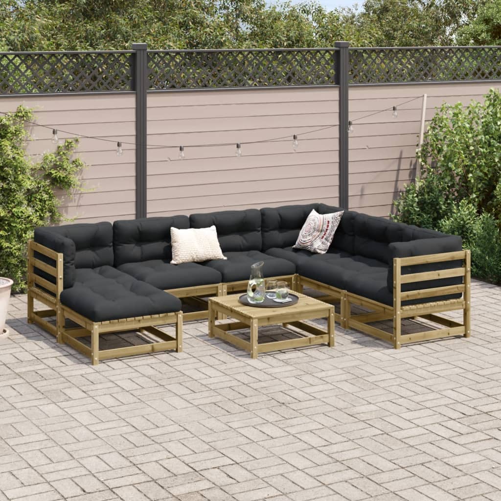 Set Divani Da Giardino 8pz Con Cuscini Legno Impregnato Di Pino - Image 3