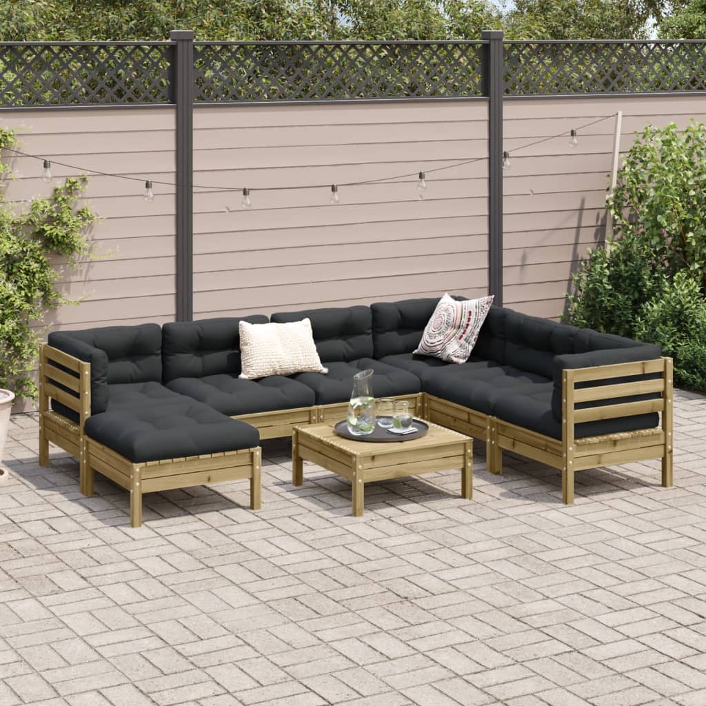 Set Divani Da Giardino 8pz Con Cuscini Legno Impregnato Di Pino - Image 3