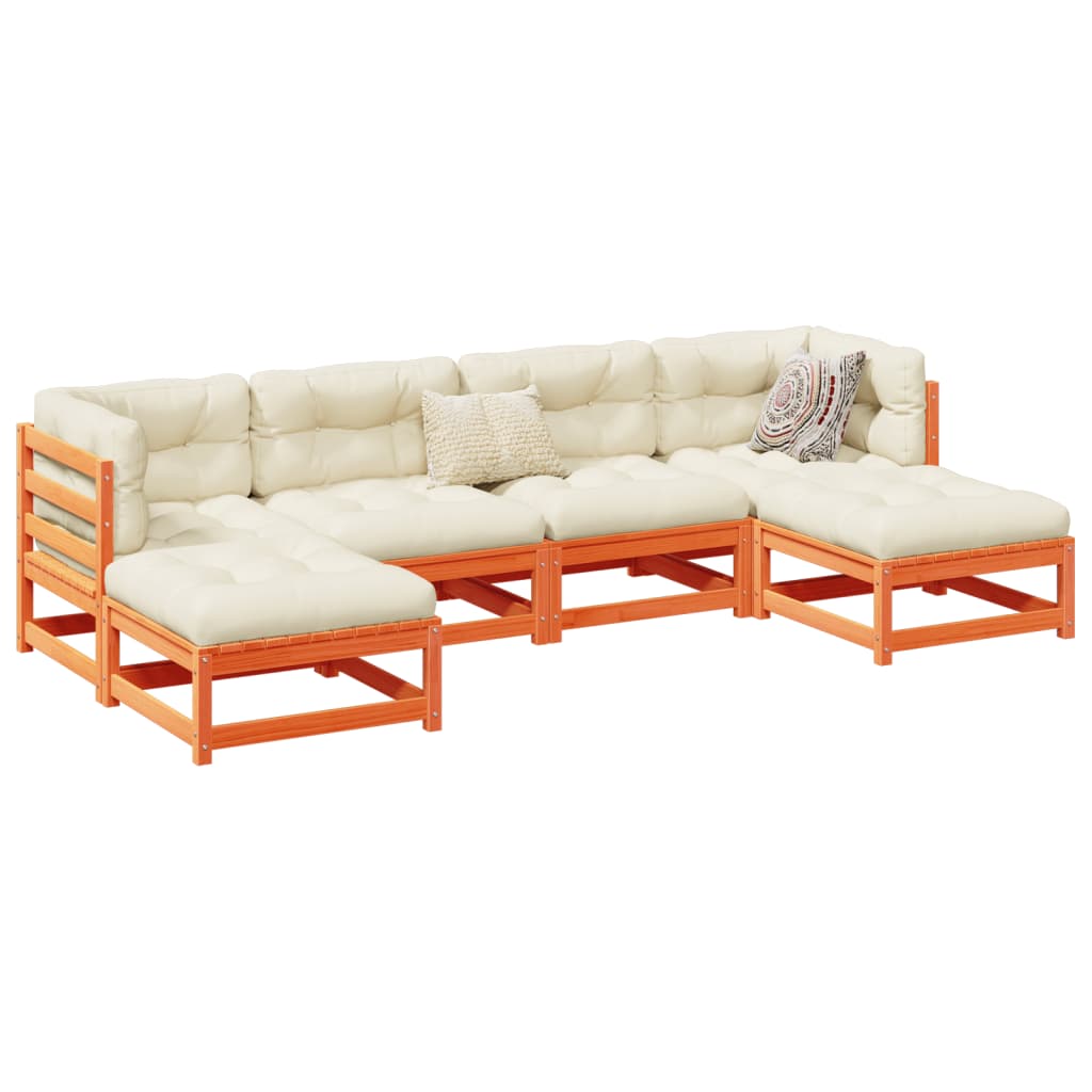 Set Divani Da Giardino 6 Pz Marrone Cera Legno Massello Pino