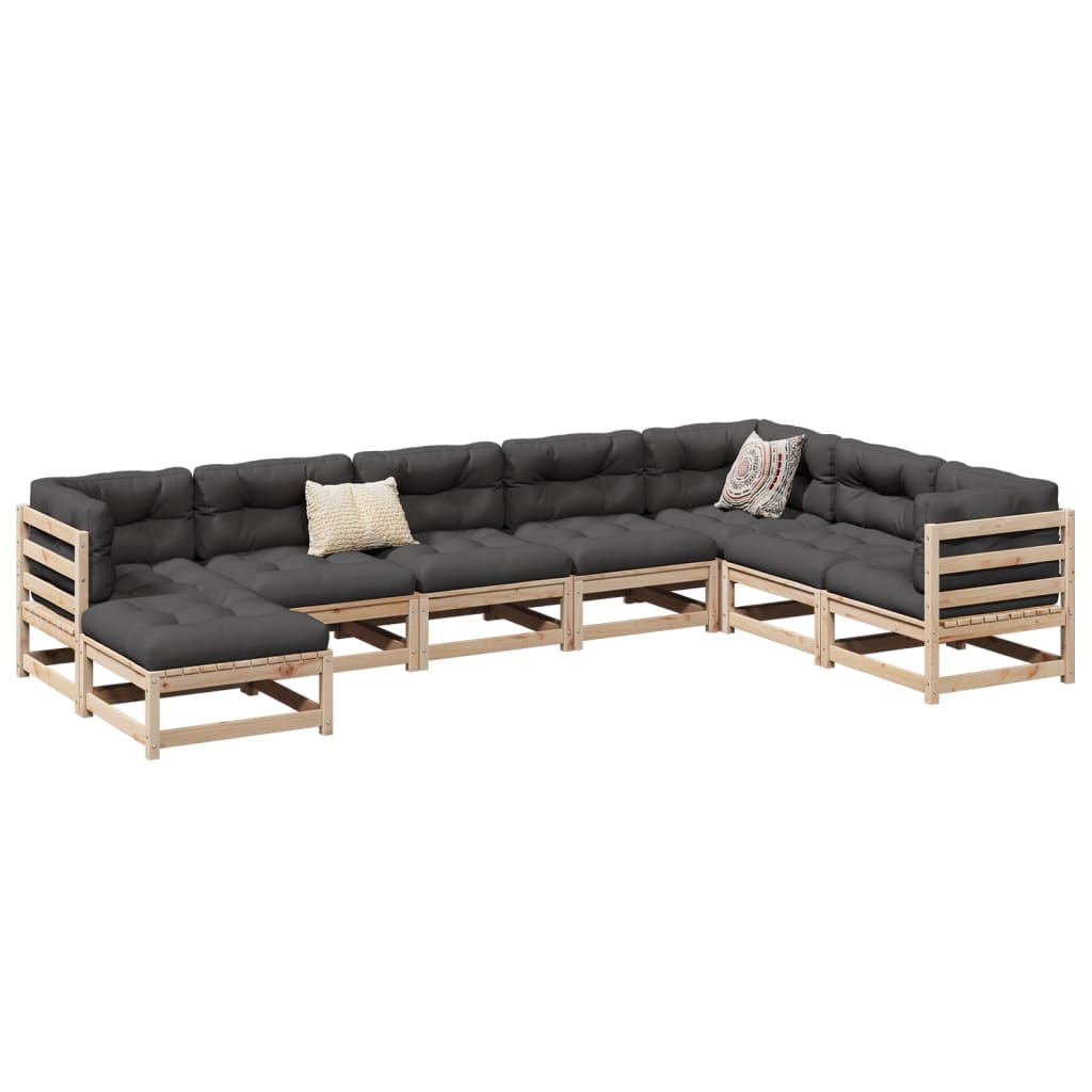 Set Divani Da Giardino 8 Pz In Legno Massello Di Pino