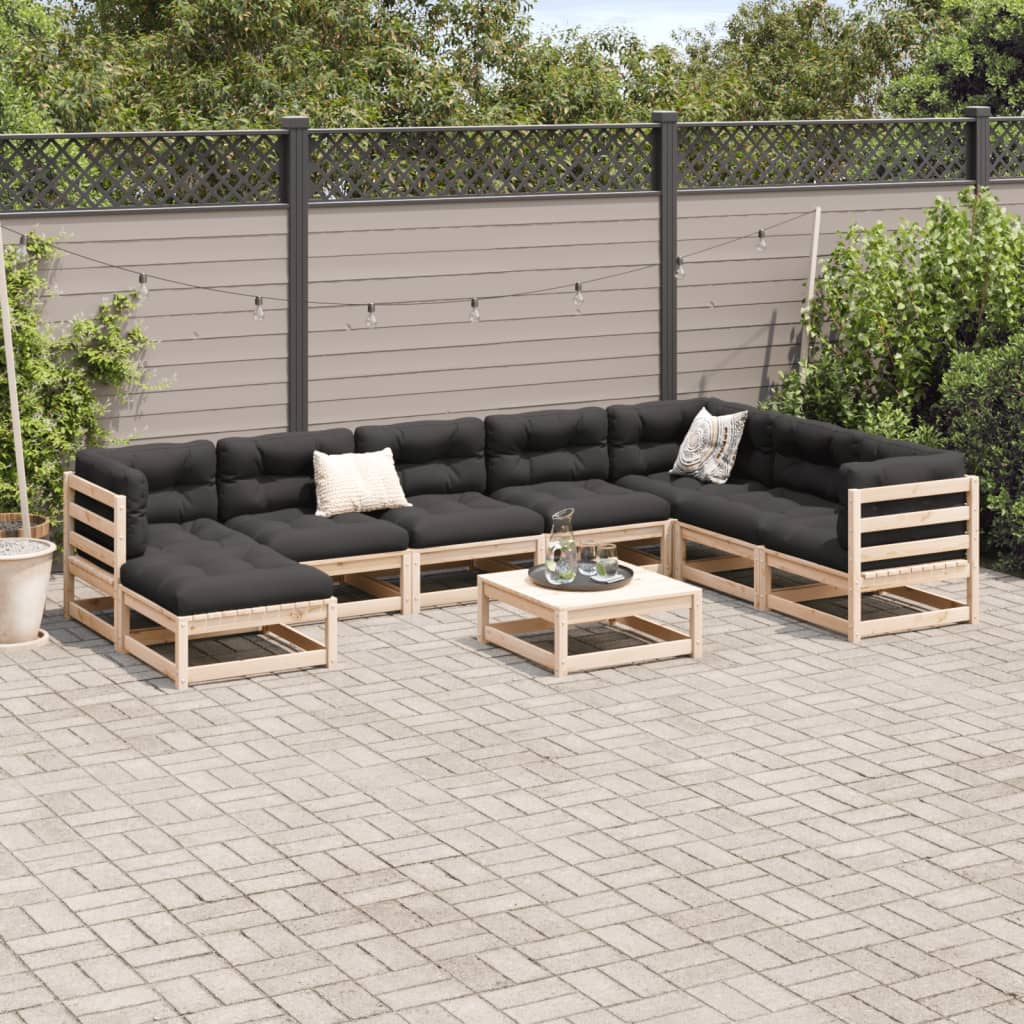 Set Divani Da Giardino 9 Pz Con Cuscini Legno Massello Di Pino - Image 3