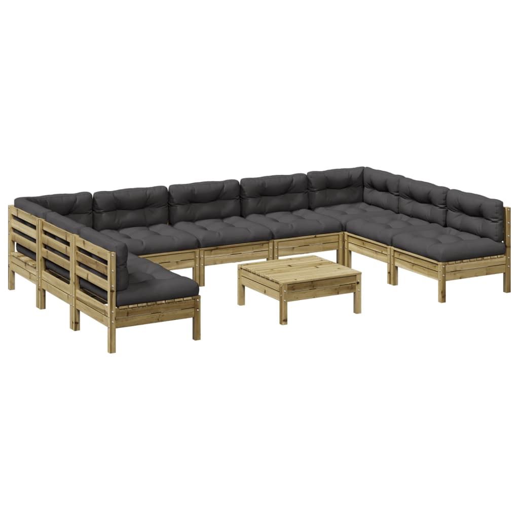 Set Divani Giardino 10 Pz Con Cuscini Legno Impregnato Di Pino - Image 2