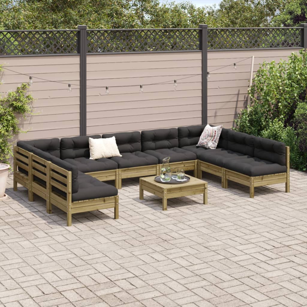 Set Divani Giardino 10 Pz Con Cuscini Legno Impregnato Di Pino - Image 3