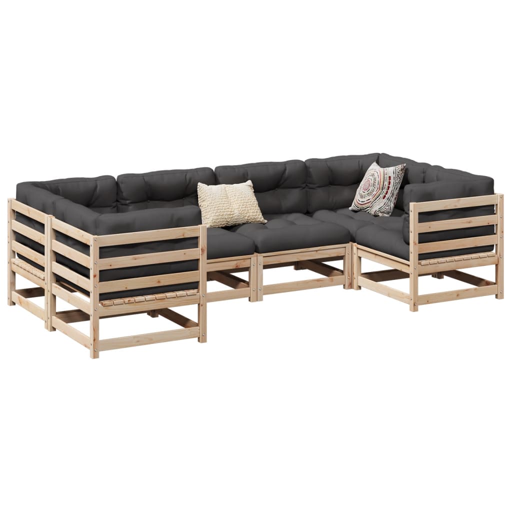 Set Divani Giardino 6 Pz Con Cuscini In Legno Massello Di Pino