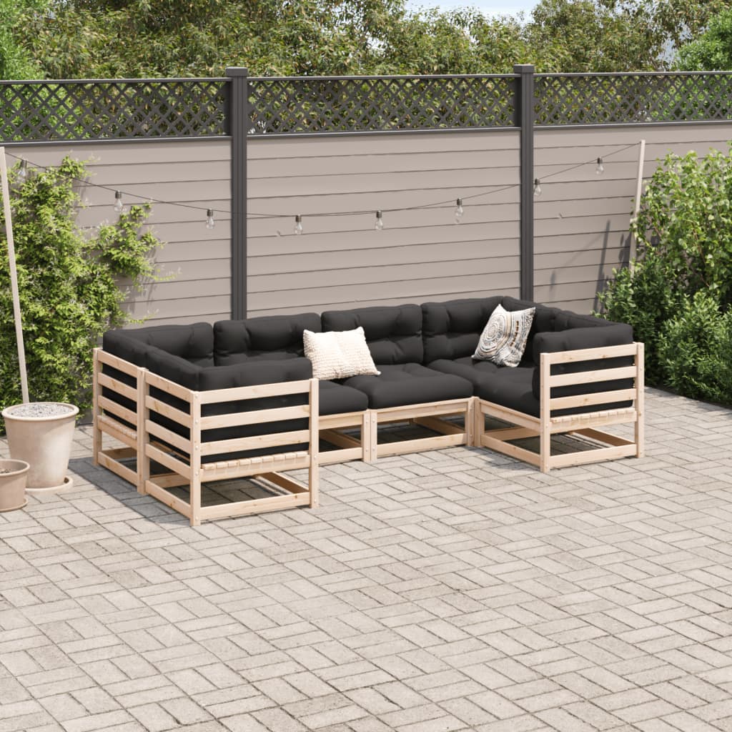 Set Divani Giardino 6 Pz Con Cuscini In Legno Massello Di Pino - Image 3