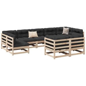 Set Divani Da Giardino 9 Pz Con Cuscini Legno Massello Di Pino
