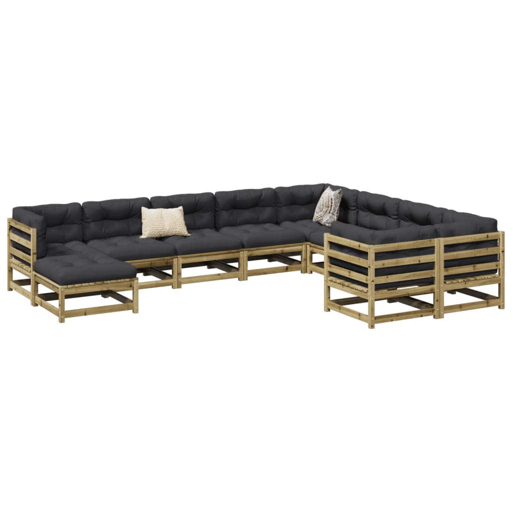 Set Divani Giardino 10 Pz Con Cuscini Legno Impregnato Di Pino
