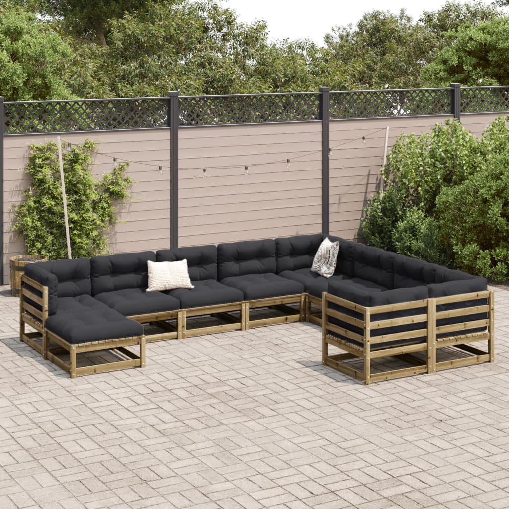 Set Divani Giardino 10 Pz Con Cuscini Legno Impregnato Di Pino - Image 3