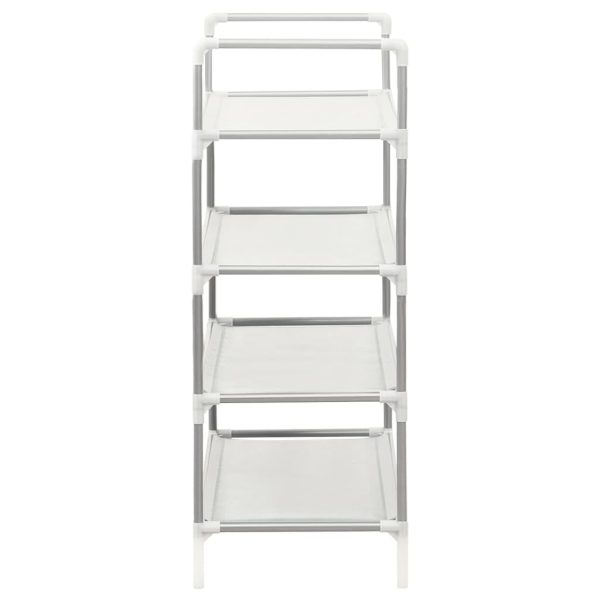 Scarpiera Con 4 Ripiani Metallo E Tessuto Non Tessuto Argento - Image 5