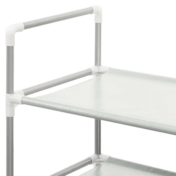 Scarpiera Con 4 Ripiani Metallo E Tessuto Non Tessuto Argento - Image 6