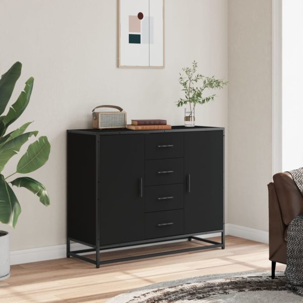 Credenza Nera 92x35x76 Cm In Legno Multistrato - Image 3