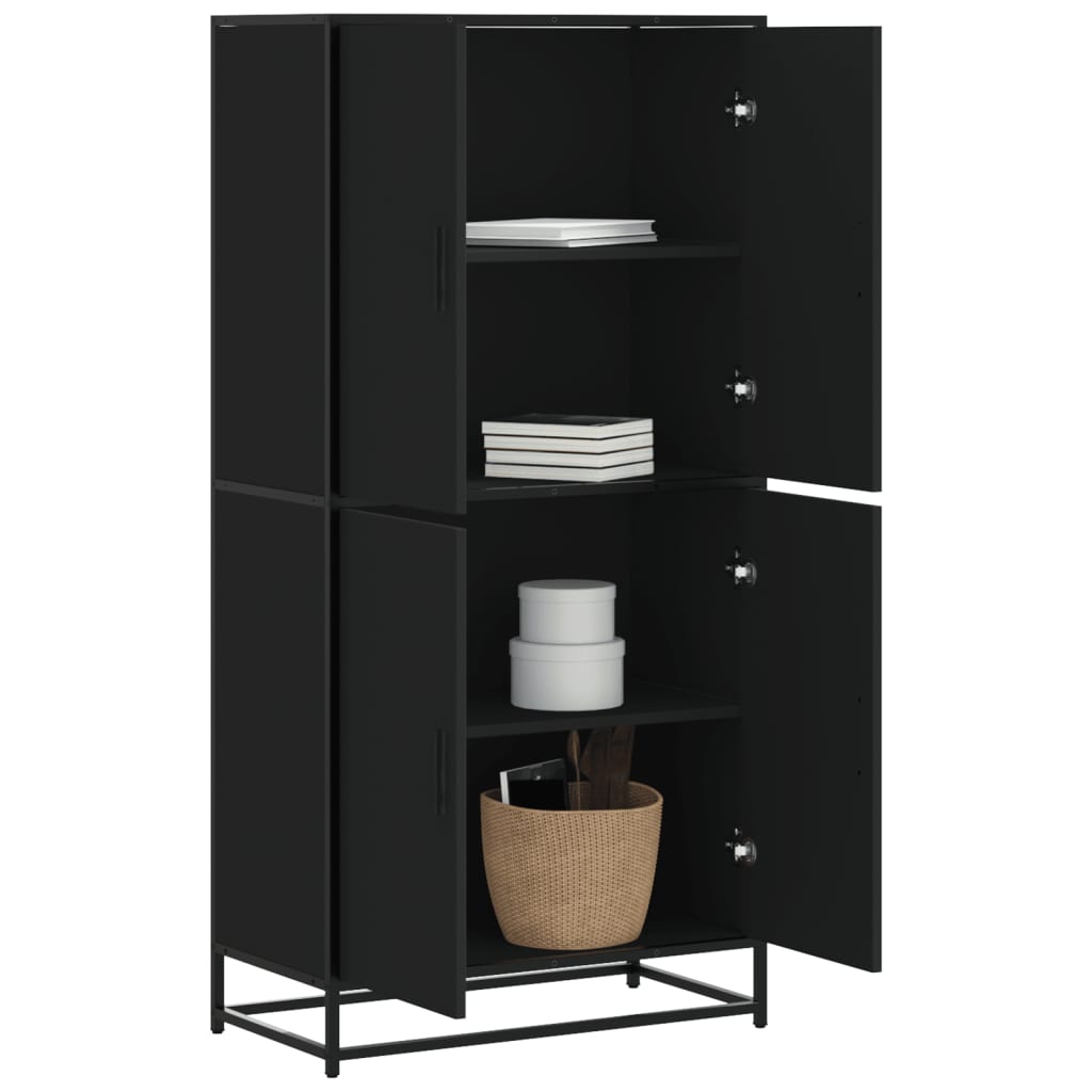 Credenza Nera 68x35x139 Cm In Truciolato