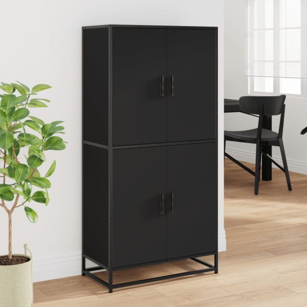 Credenza Nera 68x35x139 Cm In Truciolato - Image 3