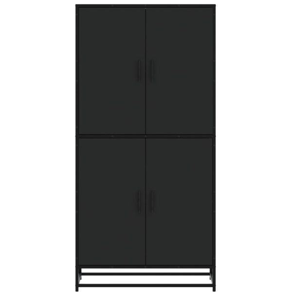 Credenza Nera 68x35x139 Cm In Truciolato - Image 4