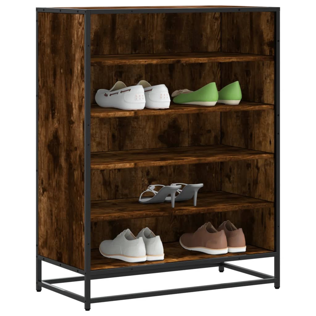 Scarpiera Rovere Fumo 75x38x97,5 Cm Legno Multistrato Metallo