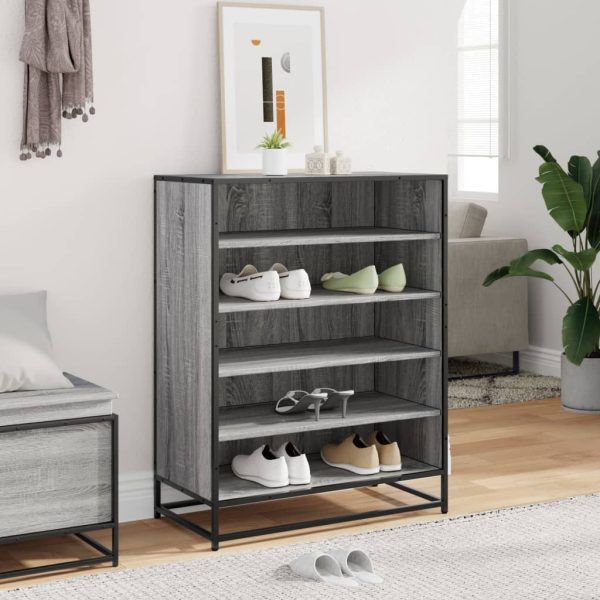Scarpiera Grigio Sonoma 75x38x97,5 Cm Legno Multistrato Metallo - Image 3