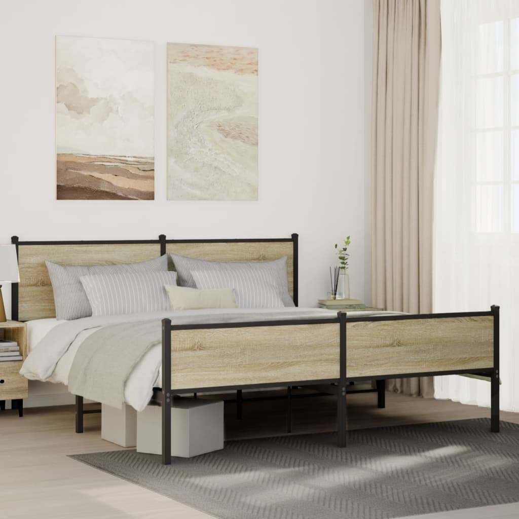 Giroletto Senza Materaso In Metallo Rovere Sonoma 160x200 cm
