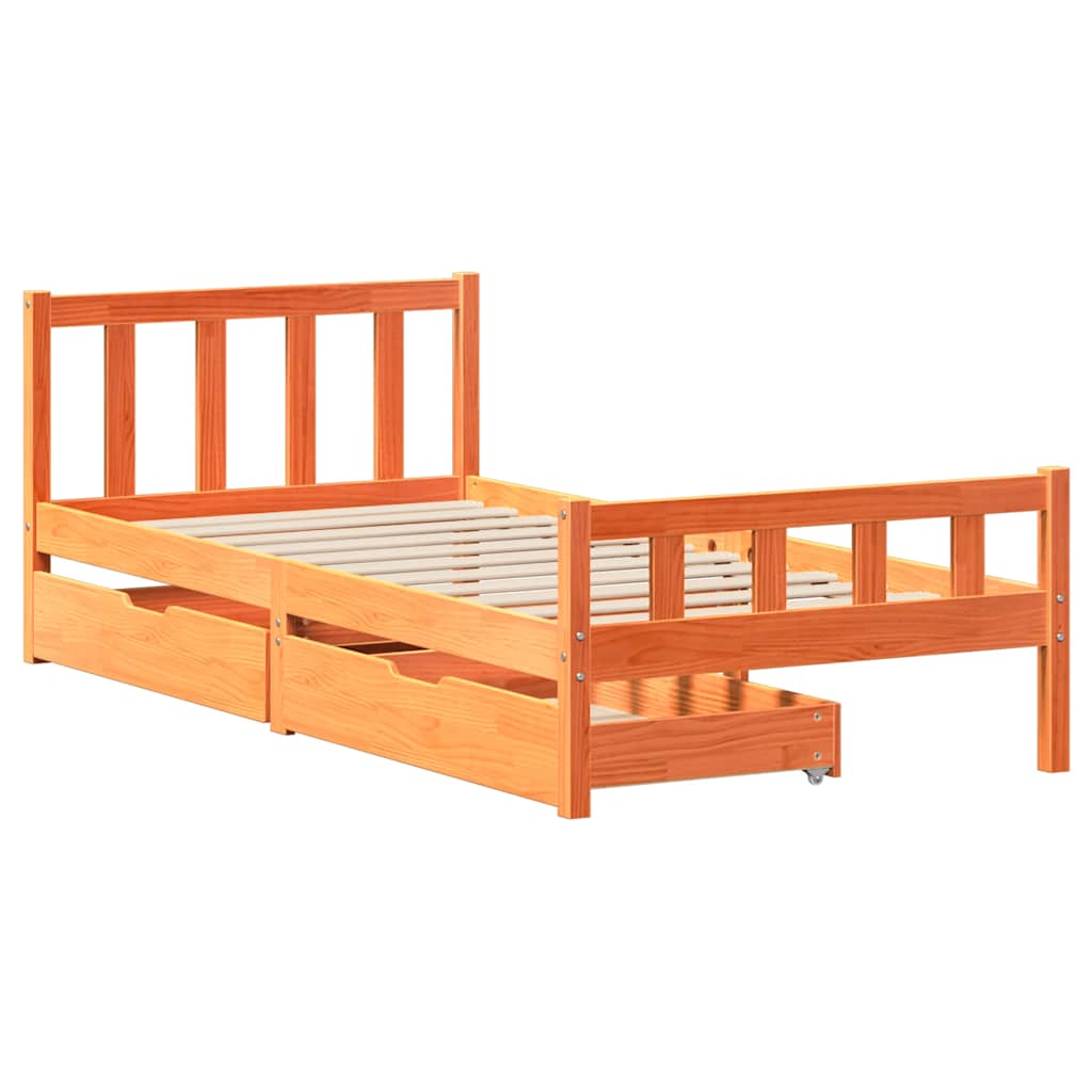 Letto Senza Materasso Marrone Cera 90x190 Cm In Legno Di Pino - Image 3